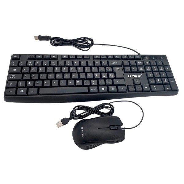 Kit Teclado E Mouse Com Fio ABNT2 Resistente Água Preto